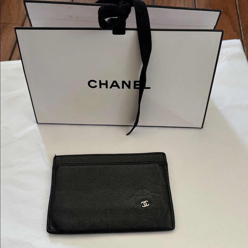 CHANEL Black Leather Card Holder